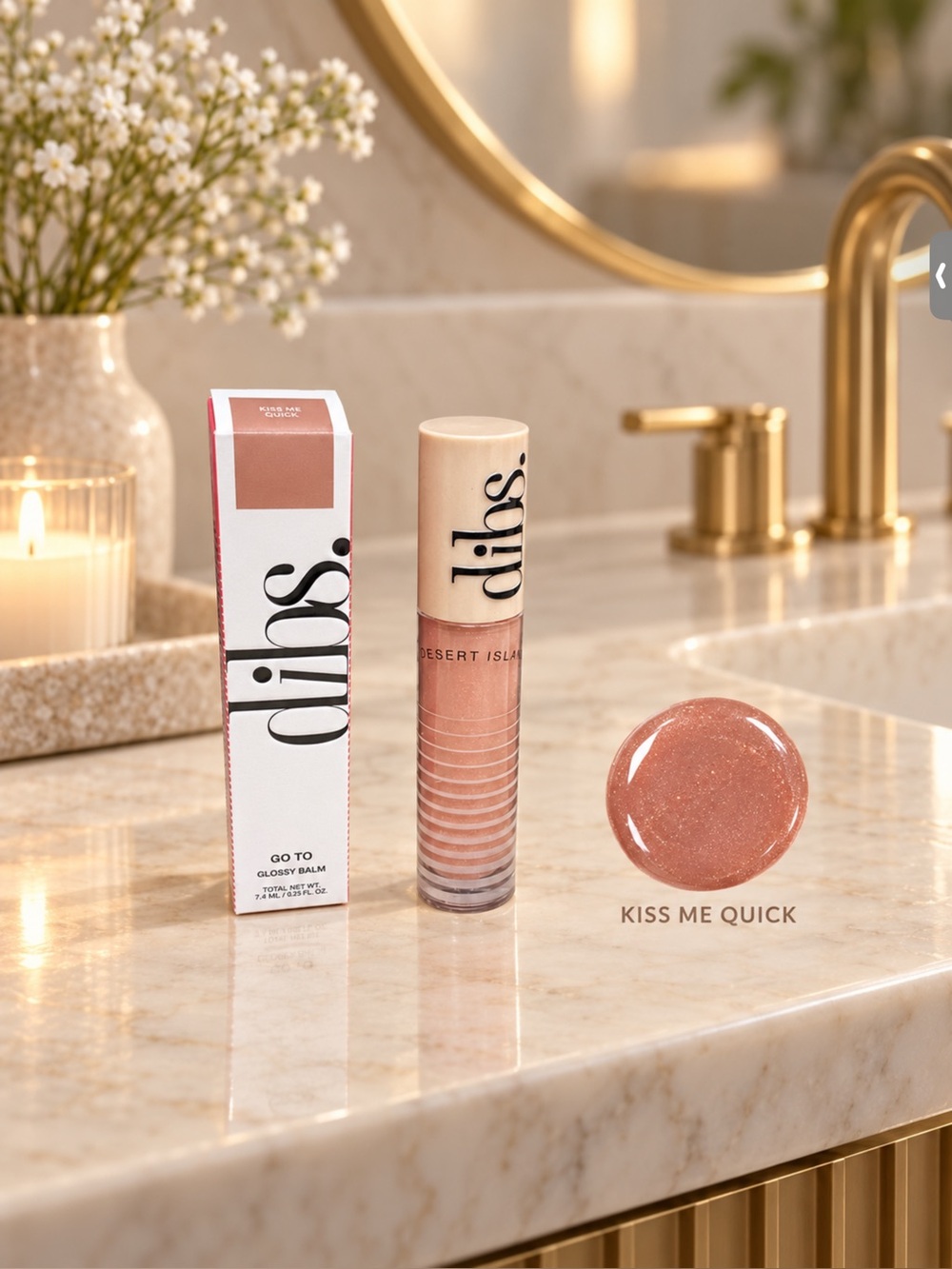 dios. Go To Glossy Balm Lip Gloss — Kiss Me Quick (Rose Gold)